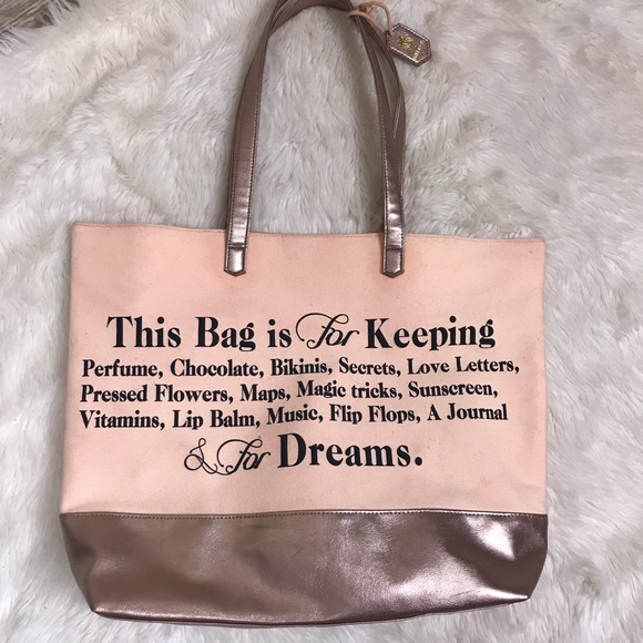 Wildfox Handbags - Wildfox Rose Gold Pink Canvas Tote Bag